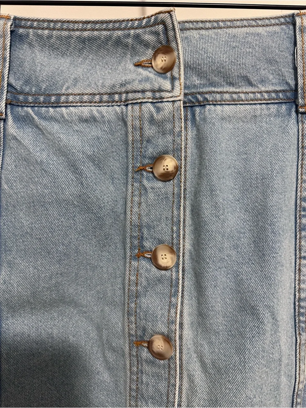 Sezane SAVINE Light Blue Denim Button-Front Skirt - Size 42